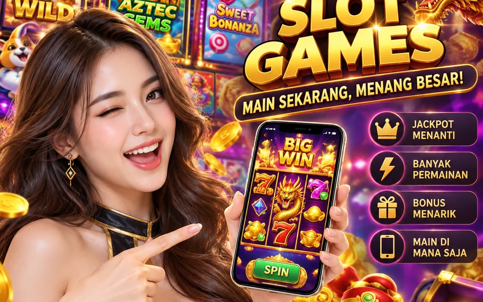 XE888 Slot Games promotional artwork featuring popular slot titles and a mobile big win screen